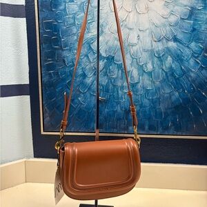 Zara Brown Leather Crossbody Bag